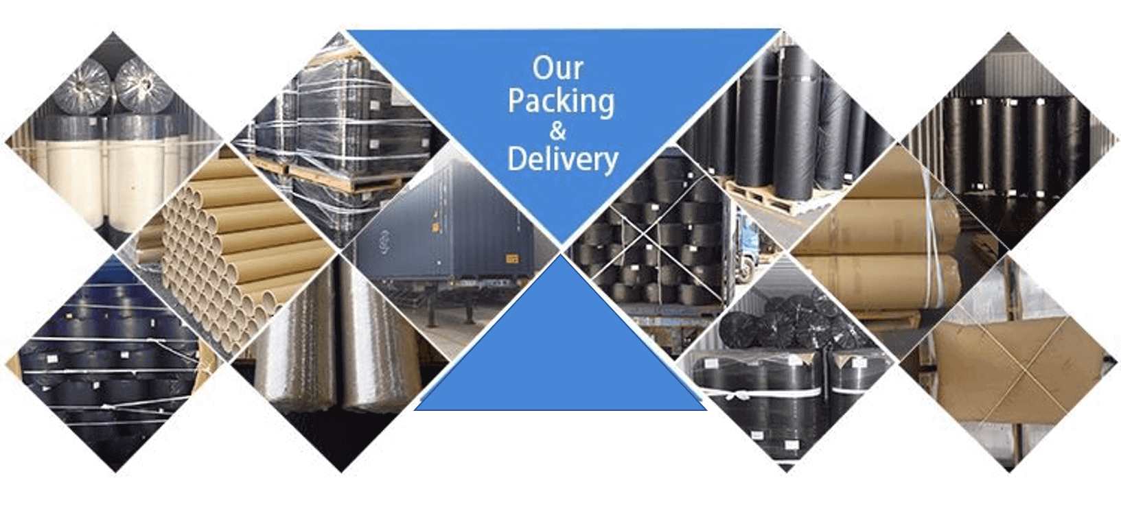 Kaehwa breathable film rolls packed for export using cartons, pallets, and tubes.